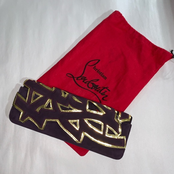 Christian Louboutin Handbags - CHRISTIAN LOUBOUTIN purple suede laser cut CLUTCH